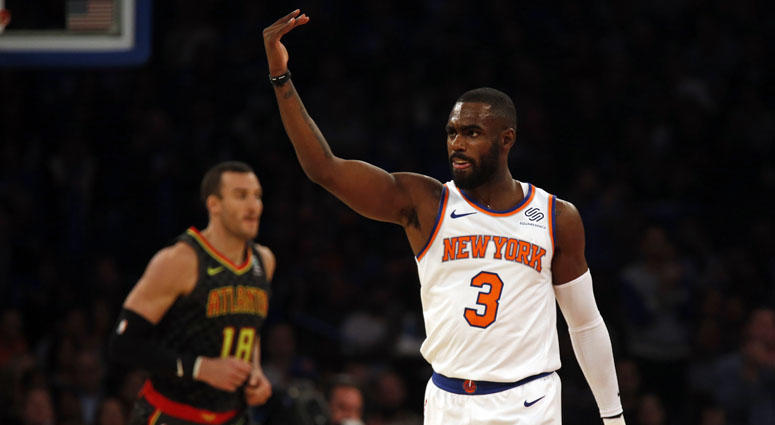 Knicks guard Tim Hardaway Jr. reacts against the Atlanta Hawks on Oct. 17, 2018, at Madison Square Garden. Knicks guard Tim Hardaway Jr. reacts against the Atlanta Hawks on Oct. 17, 2018, at Madison Square Garden.