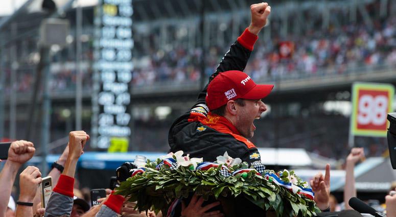 Will Power celebrates with crew after winning the 102nd running of the Indianapolis 500 on May 26, 2017, at Indianapolis Motor Speedway. Will Power celebrates with crew after winning the 102nd running of the Indianapolis 500 on May 26, 2017, at Indianapolis Motor Speedway.