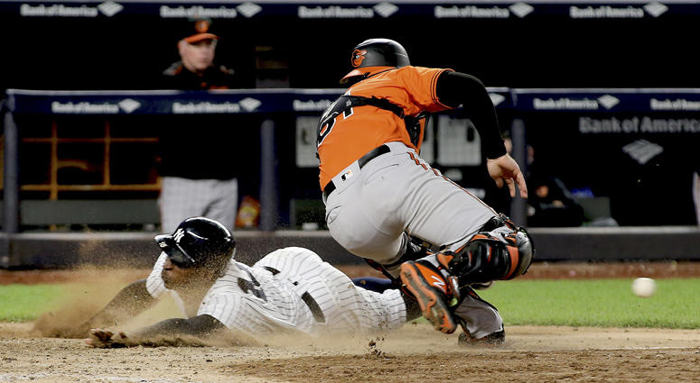 Yankees shortstop Didi Gregorius scores the winning run on a game-winning walk-off double by Aaron Hicks on Sept. 22, 2018, at Yankee Stadium. Yankees shortstop Didi Gregorius scores the winning run on a game-winning walk-off double by Aaron Hicks on Sept. 22, 2018, at Yankee Stadium.