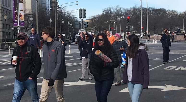 Demonstrators arrive at the March For Our Lives. Demonstrators arrive at the March For Our Lives.
