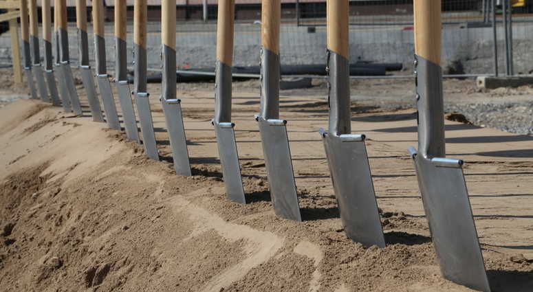 A groundbreaking ceremony. A groundbreaking ceremony.