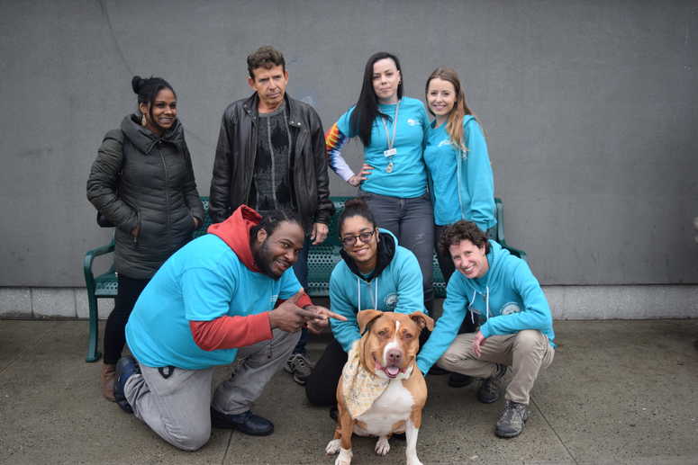 Hunnie and the staff of Brooklyn ACC after she was FINALLY adopted!