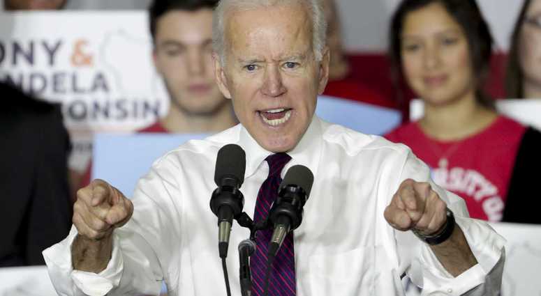 Former Democratic Vice President Joe Biden speaks during a rally with Wisconsin Democrats on the University of Wisconsin-Madison Campus, Tuesday Oct. 30, 2018, in Madison Wis. Joe Biden
