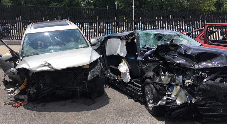 Cars involved in a deadly wrong-way crash on the Belt Parkway. Cars involved in a deadly wrong-way crash on the Belt Parkway.