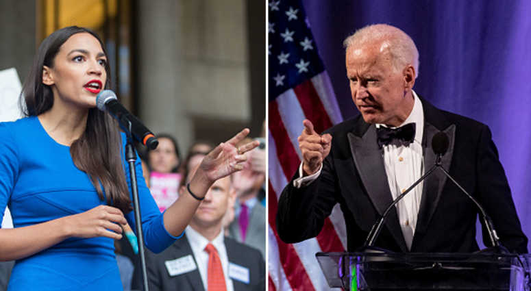 Joe Biden and Alexandria Ocasio-Cortez Joe Biden and Alexandria Ocasio-Cortez