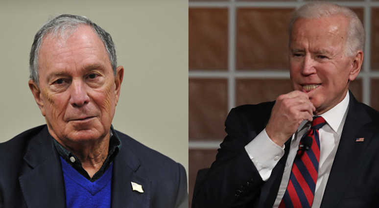 Mike Bloomberg (L) and Joe Biden (R) Mike Bloomberg and Joe Biden
