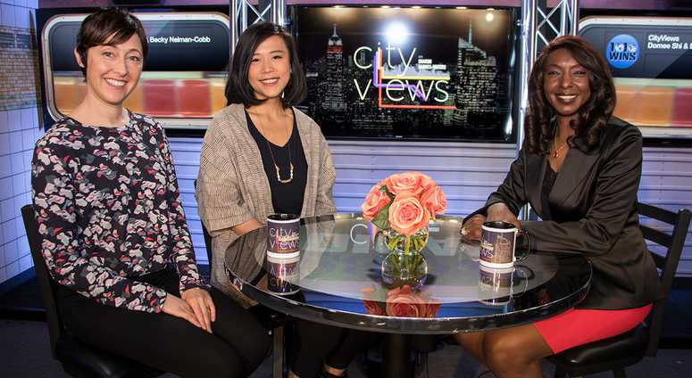 Domee Shi and Becky Cobb with Sharon Barnes-Waters on CityViews