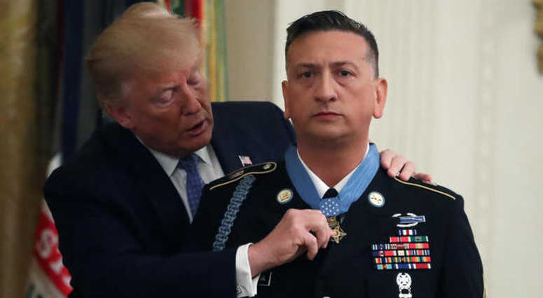 Donald Trump awarding David Bellavia Medal of Honor