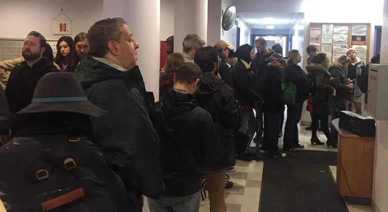 Voters faced long lines at polling places, especially in Brooklyn. busy nyc polling location