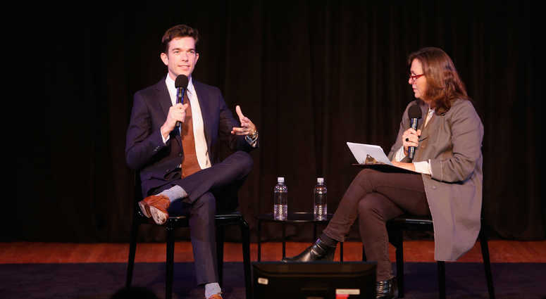OCTOBER 06: John Mulaney and Susan Morris speak on stage during the 2018 New Yorker Festival on October 6, 2018 in New York City.