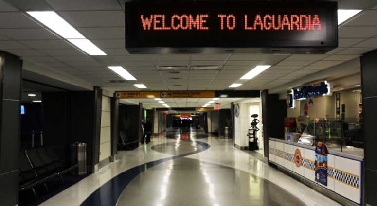 Welcome to LaGuardia airport sign. LaGuardia Airport