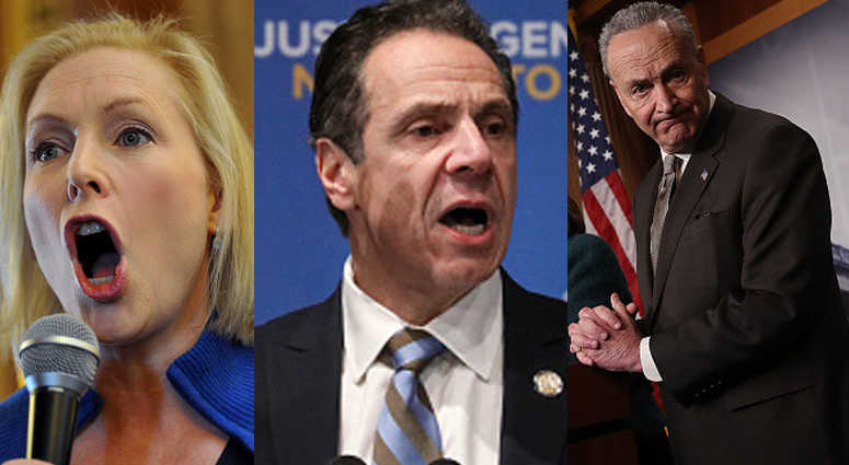 Sen. Kirsten Gillibrand, Gov. Andrew Cuomo, and Sen. Chuck Schumer Sen. Kirsten Gillibrand, Gov. Andrew Cuomo, and Sen. Chuck Schumer