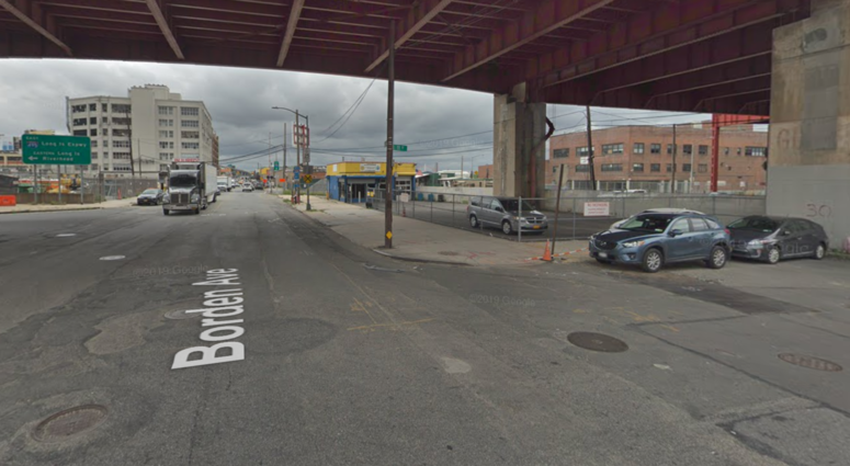 The scene of the crash. Teen cyclist killed Long Island City
