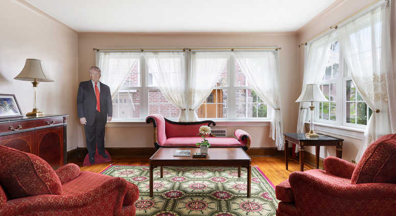 A cutout of President Trump is included with the home. Trump Home Compass