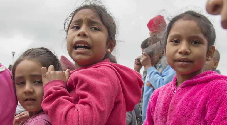 entral American migrant children camped outside the entrance of the San Ysidro port of entry. border children
