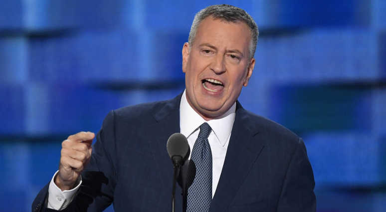 New York City mayor Bill de Blasio speaks during the 2016 Democratic National Convention Bill de Blasio