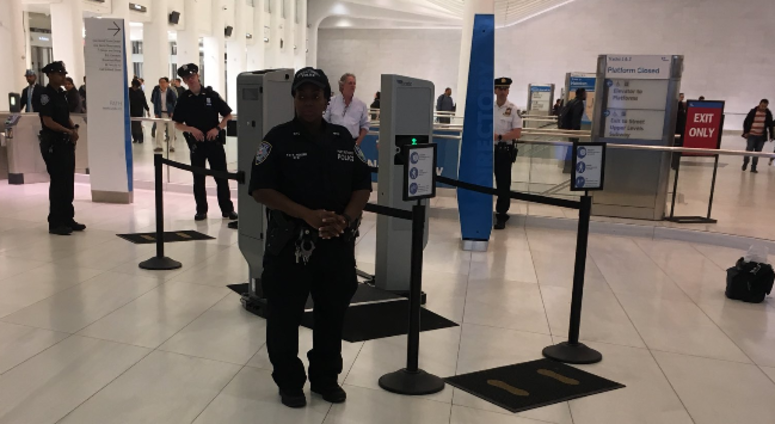 New body scanning technology being tested at the WTC PATH station. New body scanning technology being tested at the WTC PATH station.