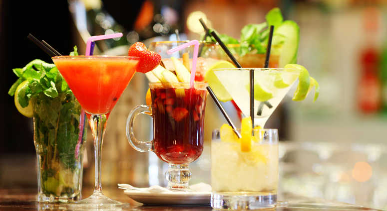 A variety of cocktails on a bar Cocktails