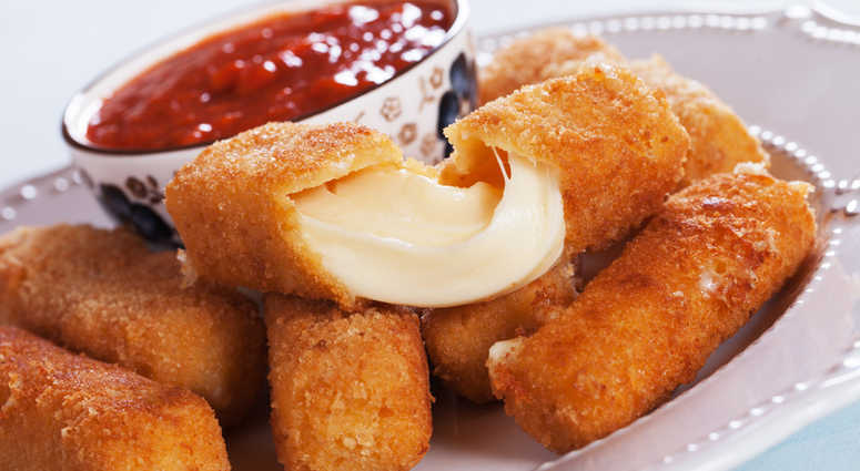 Breaded mozzarella sticks. Breaded mozzarella sticks.