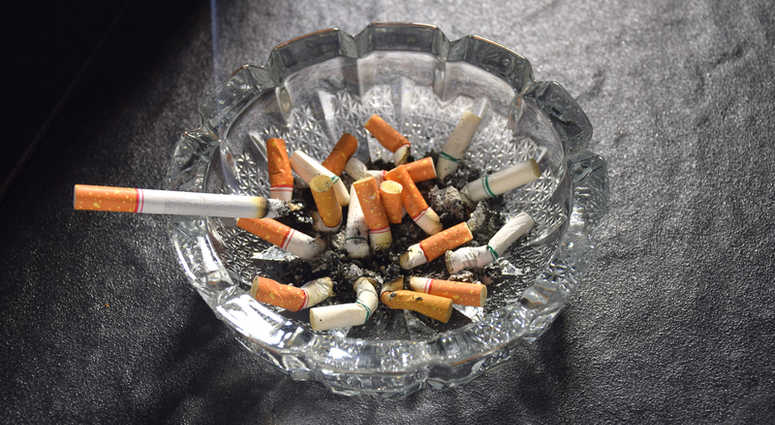 Cigarettes in an ash tray. Cigarettes in an ash tray.