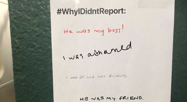 The posters have popped up in subway stations across the city. WhyIDidntReport Subway Posters