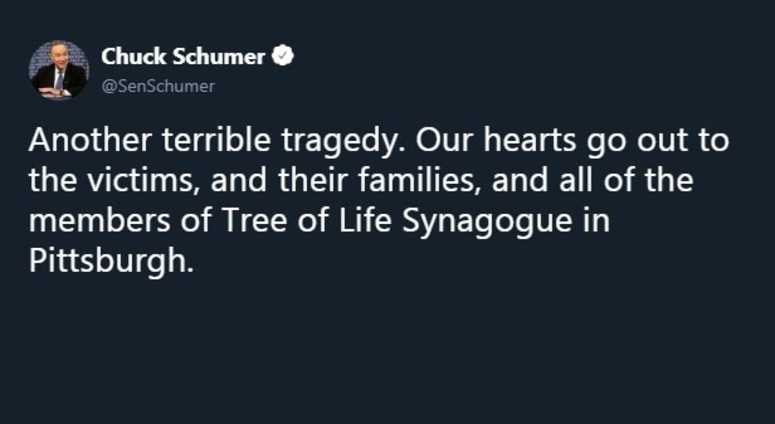 schumer tweet synagogue shooting schumer tweet synagogue shooting