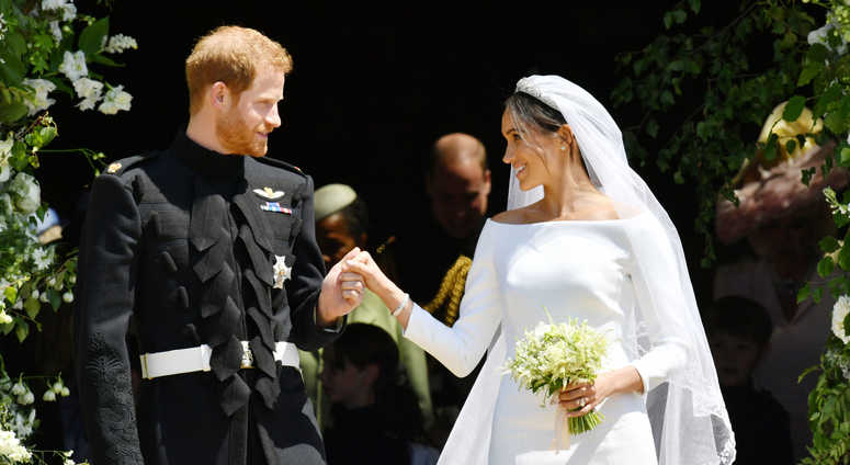 5/19/2018 - Prince Harry and Meghan Markle leave St George's Chapel in Windsor Castle after their wedding. 5/19/2018 - Prince Harry and Meghan Markle leave St George's Chapel in Windsor Castle after their wedding.