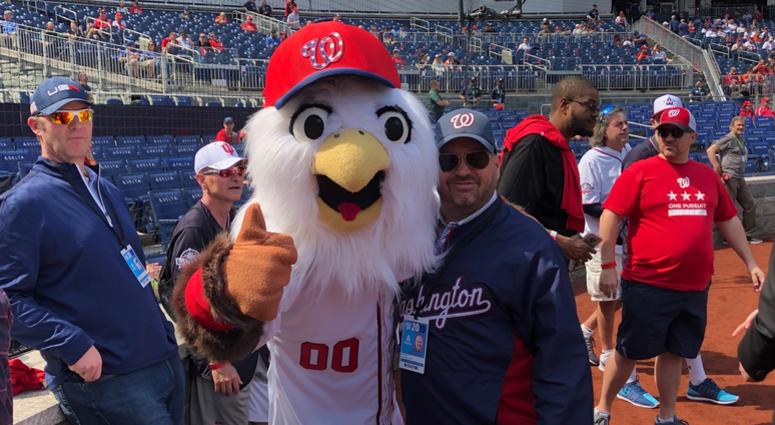 Cakes and his best bud Screech at Nats Park. Cakes and his best bud Screech at Nats Park.