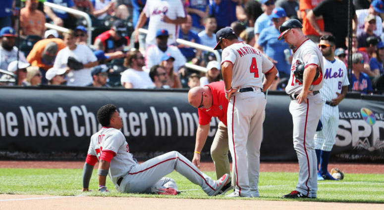 Juan Soto is day-to-day after ankle injury. Juan Soto leaves Nationals win over Mets with ankle sprain.