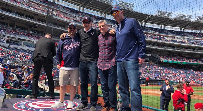 The Sports Junkies on the Nationals dugout at The Fan Day. The Sports Junkies on the Nationals dugout at The Fan Day.