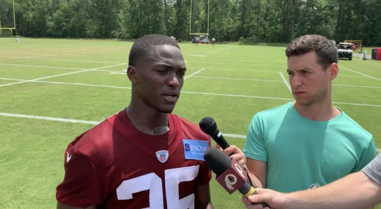 Redskins rookie turns head with three-interception practice Jimmy Moreland shines in Redskins practice with three interceptions
