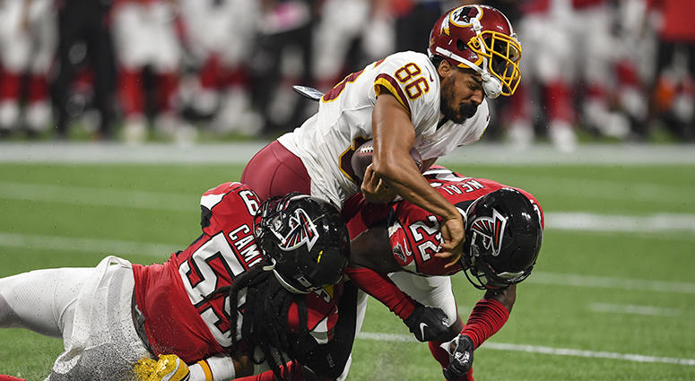 Jordan Reed in concussion protocol after helmet-to-helmet hit Jordan Reed being evaluated for a concussion