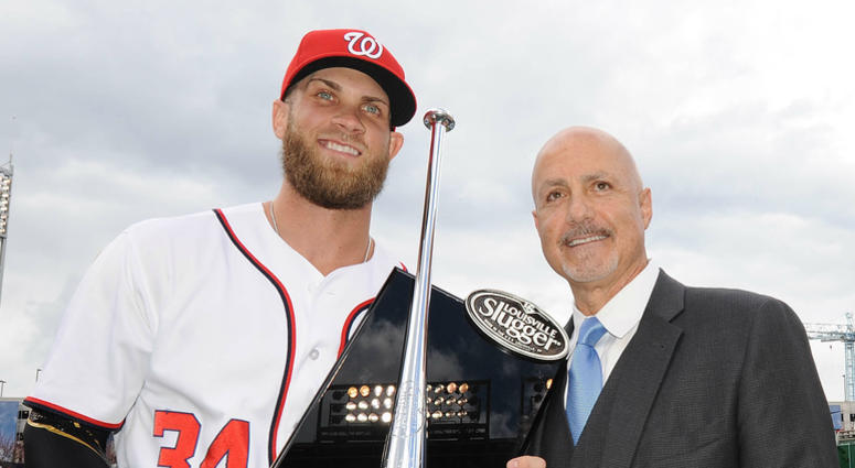 Mike Rizzo presents Bryce Harper with the Silver Slugger award Mike_Rizzo_Bryce_Harper