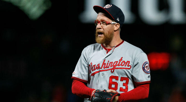 Sean Doolittle celebrates the Nationals' win over the Giants. Nationals closer Sean Doolittle celebrates a win over the Giants.