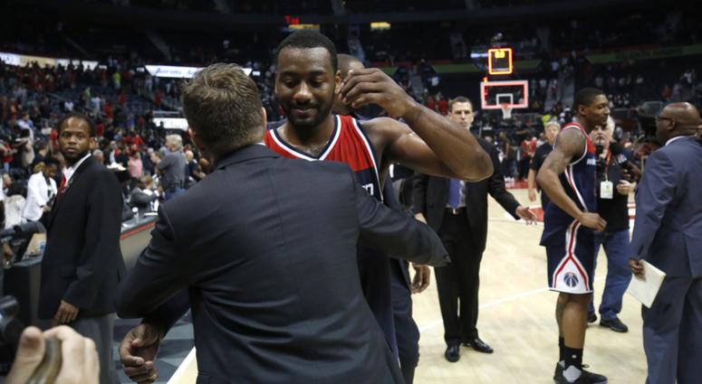 John Wall hugs Wizards coach Scott Brooks after eliminating the Hawks from the playoffs in 2017 'I'm sorry, coach.' Scott Brooks humbled by John Wall injury news