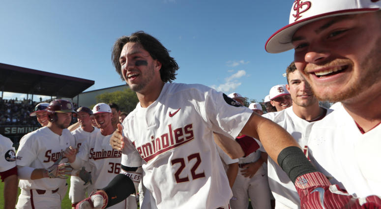 Drew Mendoza and the Florida State Seminoles celebrate a win. Drew_Mendoza