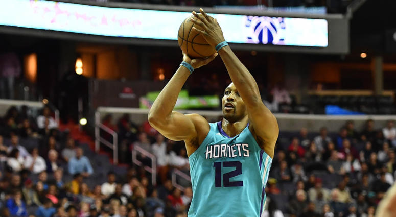 Dwight Howard shoots for the Charlotte Hornets. Dwight_Howard