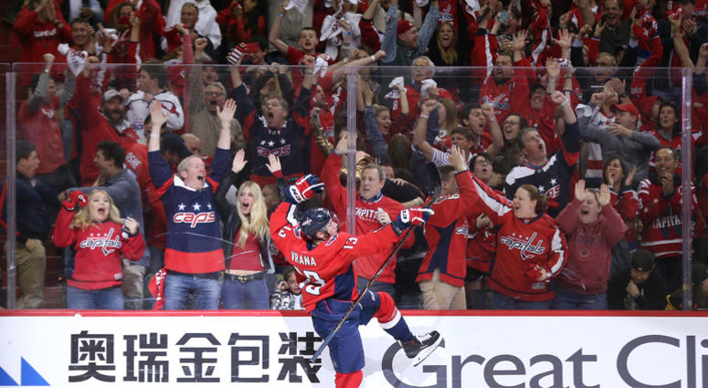 Vrana celebrates after scoring go-ahead goal in Game 5 against Pittsburgh Jakub_Vrana_Game_5_Goal_Pittsburgh