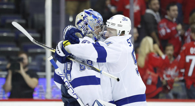 Andrei Vasilevskiy celebrates Game 4 victory with Steven Stamkos Steven_Stamkos_Andrei_Vasilevskiy