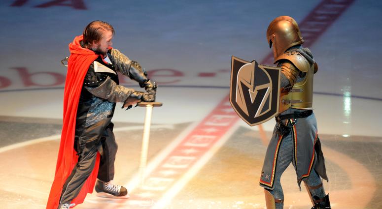 A couple of dorks duel before Game 1 of the Stanley Cup Final Vegas_Golden_Knights_Intro