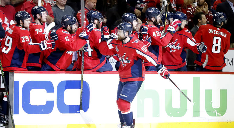 Kuznetsov celebrates a second-period goal in Game 3 of the Stanley Cup Final Evgeny_Kuznetsov_Game_3_Goal