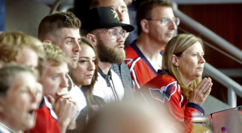 Bryce Harper cheers on the Vegas Golden Knights in the Stanley Cup at Capital One Arena Bryce_Harper_Golden_Knights