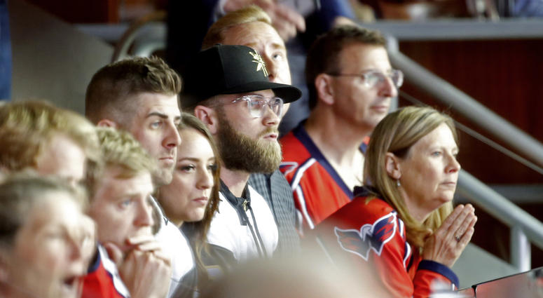Bryce Harper watches Game 4 of the Stanley Cup Final. Bryce_Harper_Capitals