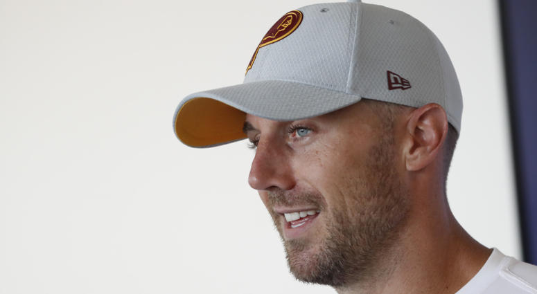 Alex Smith addresses media at the start of Redskins training camp Alex_Smith_Redskins_Training_Camp