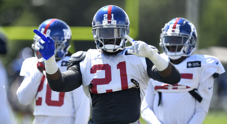 Landon Collins dances during Giants training camp in 2018. Landon_Collins_Giants