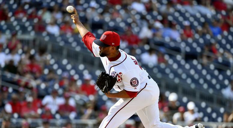 Kelvin Herrera pitches for the Washington Nationals. Kelvin_Herrera