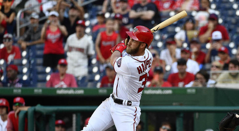 Bryce Harper hits a sac fly for the Nationals. Bryce_Harper_Nationals