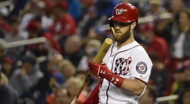 Bryce Harper addresses the plate against the Cubs Bryce_Harper_Nationals