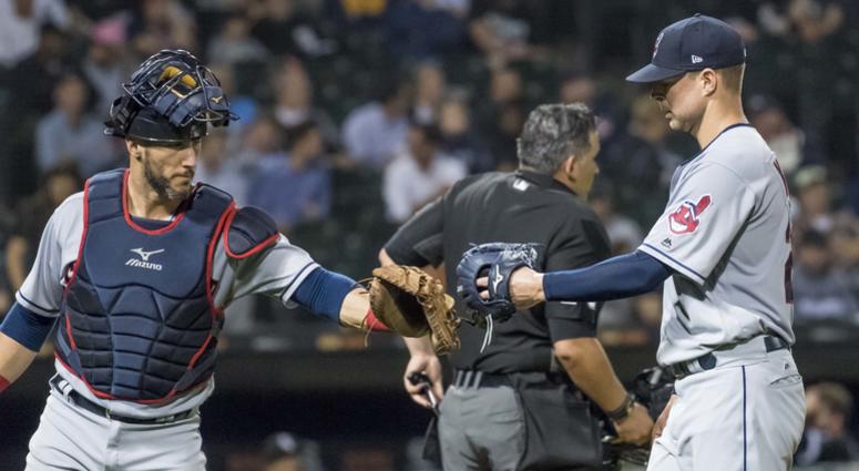 Yan Gomes celebrates with starter Corey Kluber Yan_Gomes