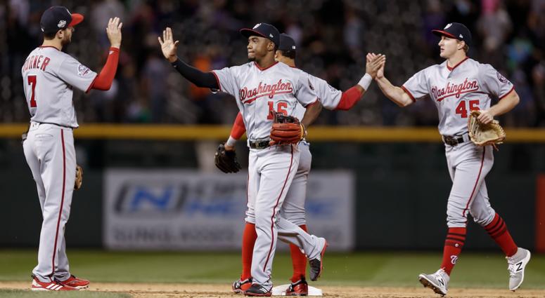The Nationals celebrate a win. Washington_Nationals